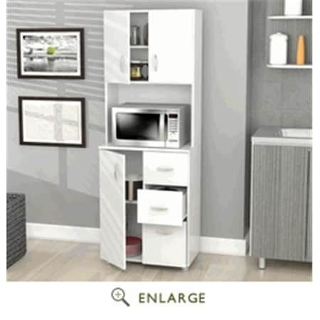 Inval America Inval America GCM-043 Kitchen Storage Cabinet Melamine; Laricina - White GCM-043